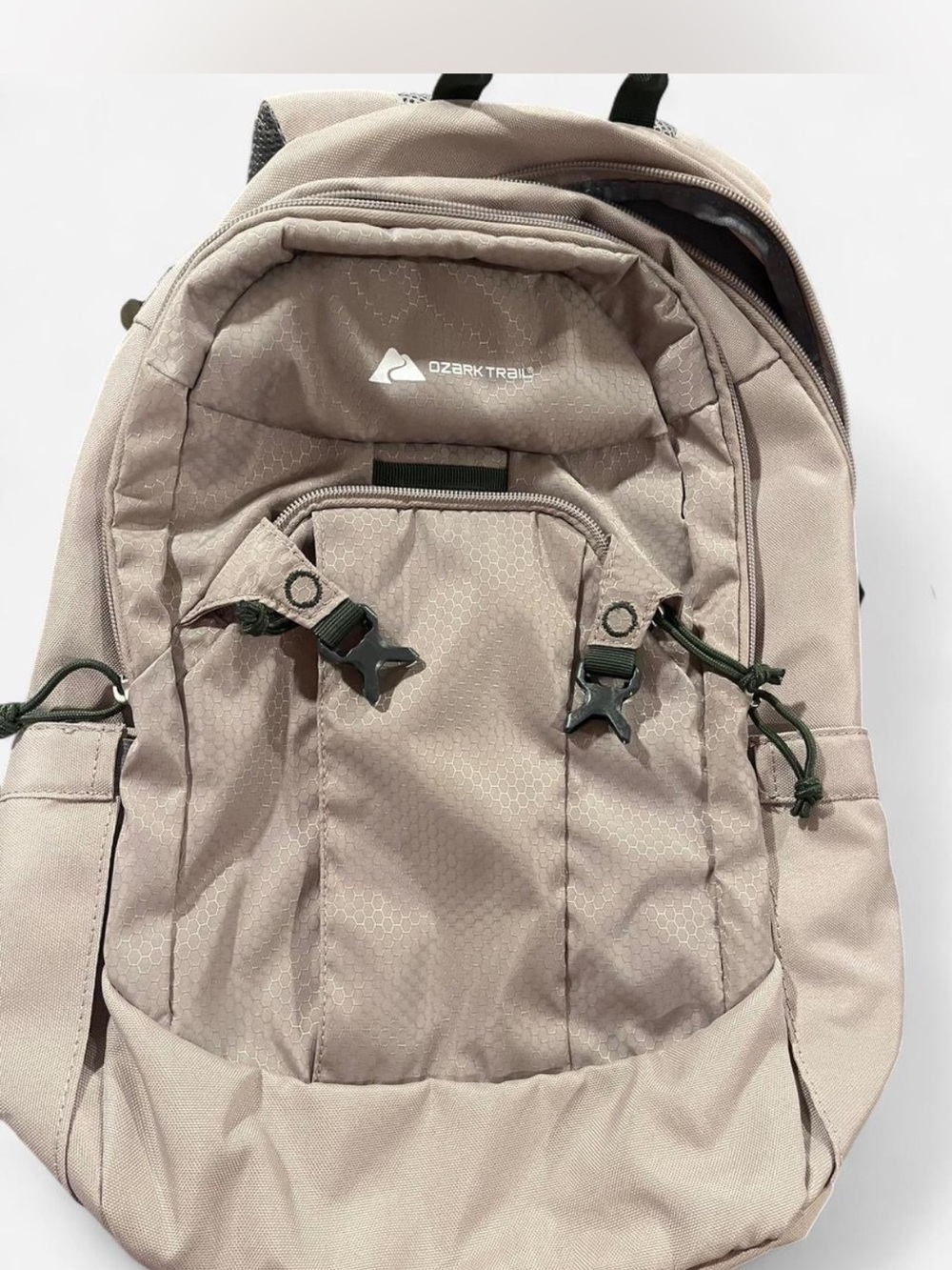 Ozark Trail Men's Backpack in Light Beige with Olive Accents